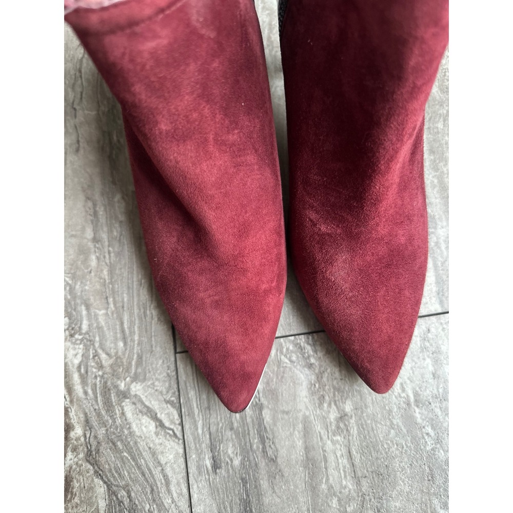 Donald J Pliner Women's 7.5 M Burgundy Suede Patent Leather Ankle Boots Heels